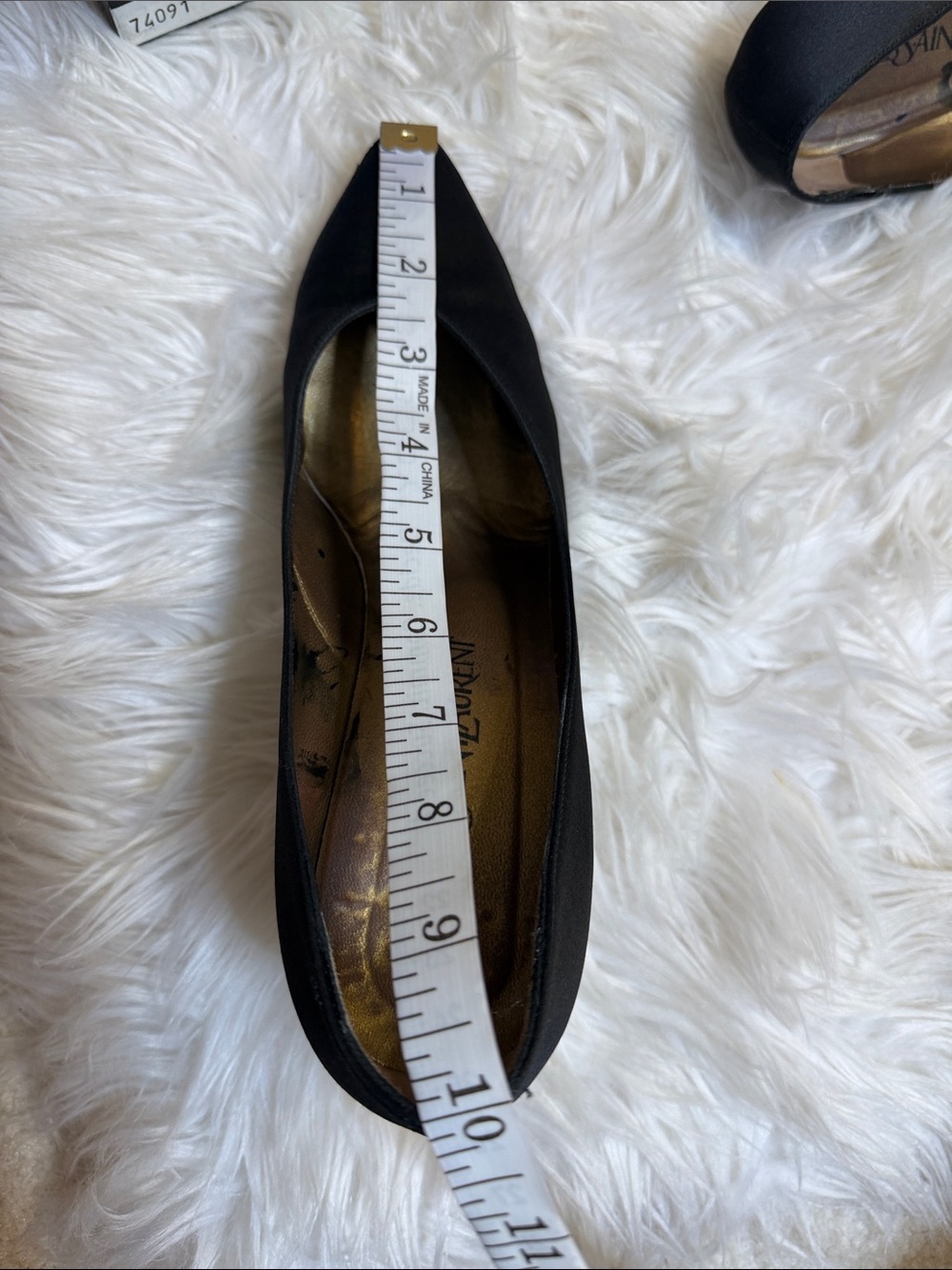 VINTAGE, Yves Saint Laurent Black Satin Pointed-Toe Kitten Heel Pumps Sz 9 - Picture 11 of 13